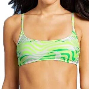 Xhilaration Neon Green and White Abstract Bikini Top Size XL